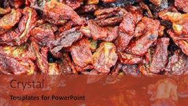  Presentation with italy food - Amazing PPT theme having sun-dried-tomatoes-sold backdrop and a red colored foreground
