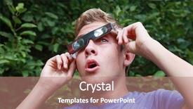  Presentation with eclipse - Colorful presentation design enhanced with sun during a solar eclipse backdrop and a coral colored foreground