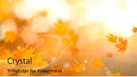 Presentation with fall abstract - Cool new presentation theme with colorful leaves and sun flare backdrop and a gold colored foreground