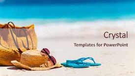  Presentation with beach bag - Cool new PPT theme with sun glasses and flip flop backdrop and a lemonade colored foreground