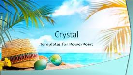  Presentation with straw - Theme with sun glasses on beach background and a cool aqua colored foreground