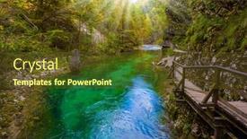  Presentation with mountain water - PPT layouts enhanced with sun-illuminates-the-mountain-river background and a tawny brown colored foreground