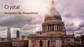  Presentation with great britain - Slide set having sun in london great britain background and a lemonade colored foreground