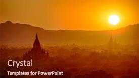  Presentation with myanmar bagan - Theme having sun-is-setting-over-old background and a tawny brown colored foreground