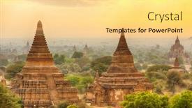  Presentation with myanmar bagan - Colorful slide deck enhanced with sun-is-setting-over-old backdrop and a blonde colored foreground