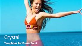  Presentation with jolly - Cool new PPT layouts with sun-jolly-girl backdrop and a teal colored foreground