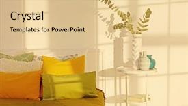 Presentation with bedroom modern - Presentation theme featuring sun light - color interior of modern bedroom background and a  colored foreground