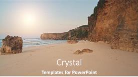  Presentation with island resort - PPT theme having sun-light-above-sand-beach background and a coral colored foreground