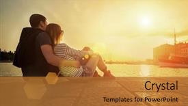  Presentation with sea sun - PPT theme with sun light at evening time background and a red colored foreground