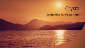  Presentation with sea sun - Presentation theme having athletics - beautiful young athletic woman stretching background and a lemonade colored foreground