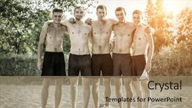  Presentation with beach ball - Cool new slide set with sun light in summer time backdrop and a coral colored foreground