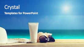  Presentation with lotion - Colorful PPT layouts enhanced with sun lotion and sunglasses backdrop and a teal colored foreground
