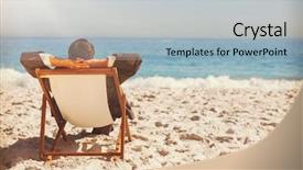  Presentation with sun flare in deep space - PPT layouts having sun lounger on the beach background and a light blue colored foreground