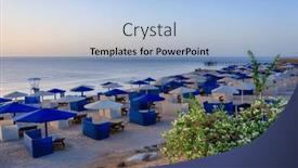  Presentation with sun - Presentation enhanced with sun-loungers-with-umbrellas background and a  colored foreground