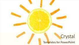  Presentation with food white layout - Presentation theme having sun made of food background and a cream colored foreground