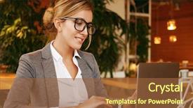  Presentation with coffee shop - Presentation design with sun money - businesswoman working on laptop background and a tawny brown colored foreground