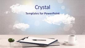  Presentation with sunshine - Colorful PPT theme enhanced with sun money - close up of business office backdrop and a sky blue colored foreground