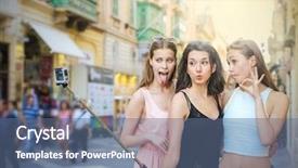  Presentation with director in the making - Cool new PPT theme with sun money - girl making jokes while doing backdrop and a ocean colored foreground