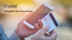  Presentation with credit card - Beautiful slide deck featuring sun money - hands holding credit card backdrop and a yellow colored foreground