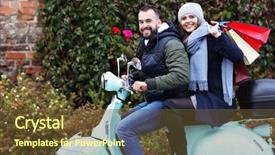  Presentation with paper bag vs plastic bags - PPT layouts featuring sun money - portrait of happy couple background and a tawny brown colored foreground