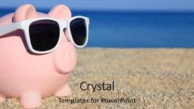  Presentation with piggy bank - Presentation design featuring sun money - summer piggy bank with sunglasses background and a coral colored foreground