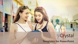  Presentation with baby girls christening - Beautiful slide deck featuring sun money - two girls looking backdrop and a coral colored foreground