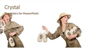  Presentation with safari - Slide deck consisting of sun money - woman wearing safari hat background and a cream colored foreground