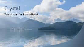  Presentation with moon - Presentation theme having sun-moon-lake-in-nantou background and a light blue colored foreground