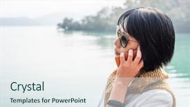  Presentation with talk - PPT theme enhanced with sun moon lake nantou taiwan background and a sky blue colored foreground