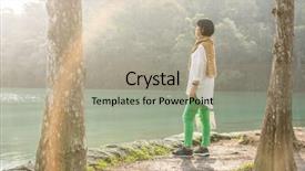  Presentation with moon trees - PPT theme featuring sun moon lake nantou taiwan background and a mint green colored foreground