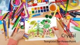  Presentation with animals - Beautiful presentation theme featuring sun mushroom - forest and wildlife animals child backdrop and a coral colored foreground