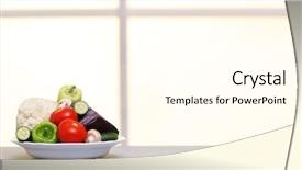  Presentation with vegetables - Beautiful slides featuring sun mushroom - plate of fresh vegetables backdrop and a  colored foreground