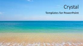  Presentation with tropical - Presentation theme with sun ocean - beach and tropical sea background and a light blue colored foreground