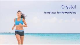  Presentation with cardio - Colorful slides enhanced with sun ocean - healthy running girl jogging backdrop and a sky blue colored foreground