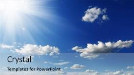  Presentation with sun blue sky and ocean - Beautiful PPT theme featuring sun on blue sky backdrop and a light blue colored foreground