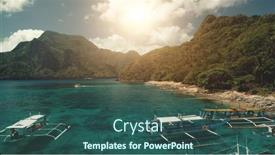  Presentation with philippines - Amazing slide deck having sun-over-green-tropic-forest backdrop and a ocean colored foreground