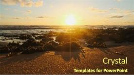  Presentation with green waves - Presentation theme consisting of sun-over-horizon-and-rolling background and a  colored foreground