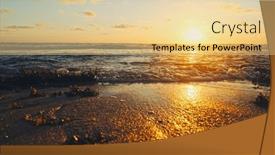  Presentation with green waves - PPT theme consisting of sun-over-horizon-and-rolling background and a lemonade colored foreground