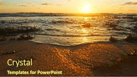  Presentation with green waves - PPT theme consisting of sun-over-horizon-and-rolling background and a  colored foreground