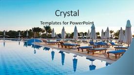  Presentation with hotel - PPT theme with sun over hotel pool background and a arctic colored foreground