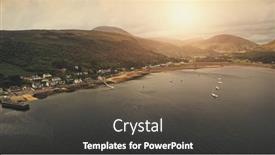  Presentation with mountain water - Colorful presentation enhanced with sun-over-mountain-aerial-yachts backdrop and a dark gray colored foreground