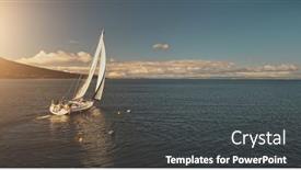  Presentation with summer sun - PPT theme featuring sun-over-sailing-regatta background and a dark gray colored foreground