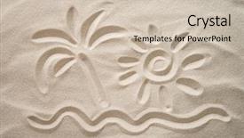  Presentation with beach palm tree wedding - Slide set having sun palm and sea hand background and a soft green colored foreground