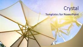  Presentation with sky sun - Theme consisting of sun parasol under coconut trees background and a sky blue colored foreground