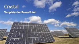  Presentation with solar panels - Slide deck featuring sun power - group of solar panels background and a teal colored foreground