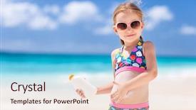  Presentation with tropical - Theme consisting of sun protect - adorable little girl at tropical background and a lemonade colored foreground