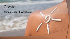  Presentation with shoulder - Audience pleasing theme consisting of sun protect - drawing with tanner backdrop and a  colored foreground