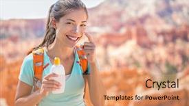  Presentation with sunscreen - Amazing slide set having sun protect - hiker sunscreen woman hiking putting backdrop and a coral colored foreground