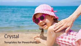  Presentation with mom - Slide deck featuring sun protect - mom anoints protective cream back background and a lemonade colored foreground