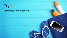  Presentation with accessories - Presentation theme featuring sun protection accessories on wooden background and a arctic colored foreground